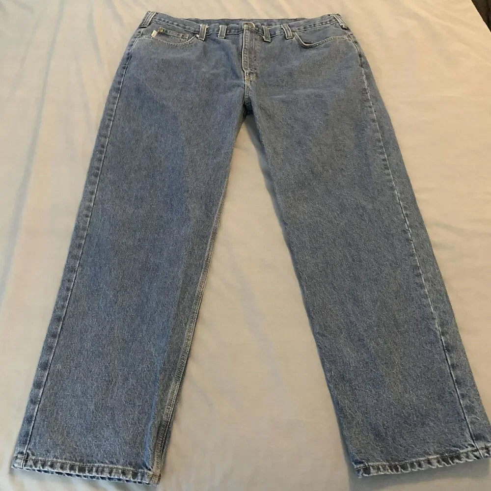 Carhartt Jeans Mens 44x32 Blue Wash Straight Leg Traditional Fit Denim Pants